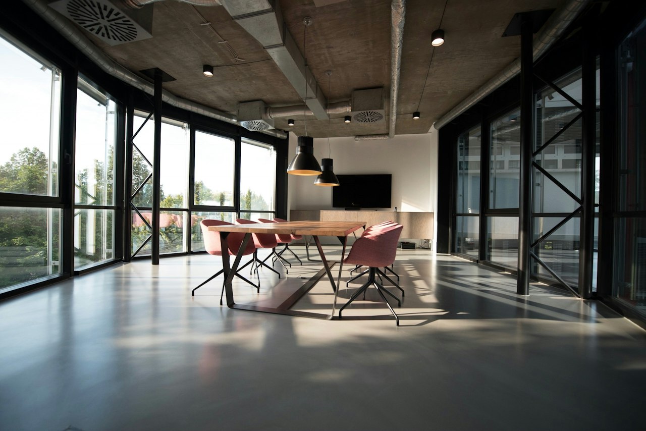 Modern office interior with open work areas (illustrative stock photo)